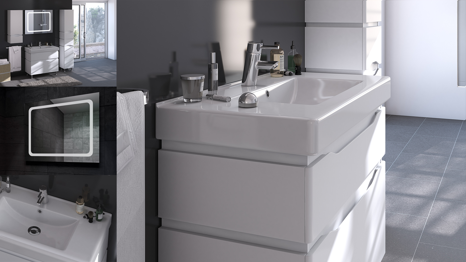 Alessa White Flooring Cabinet