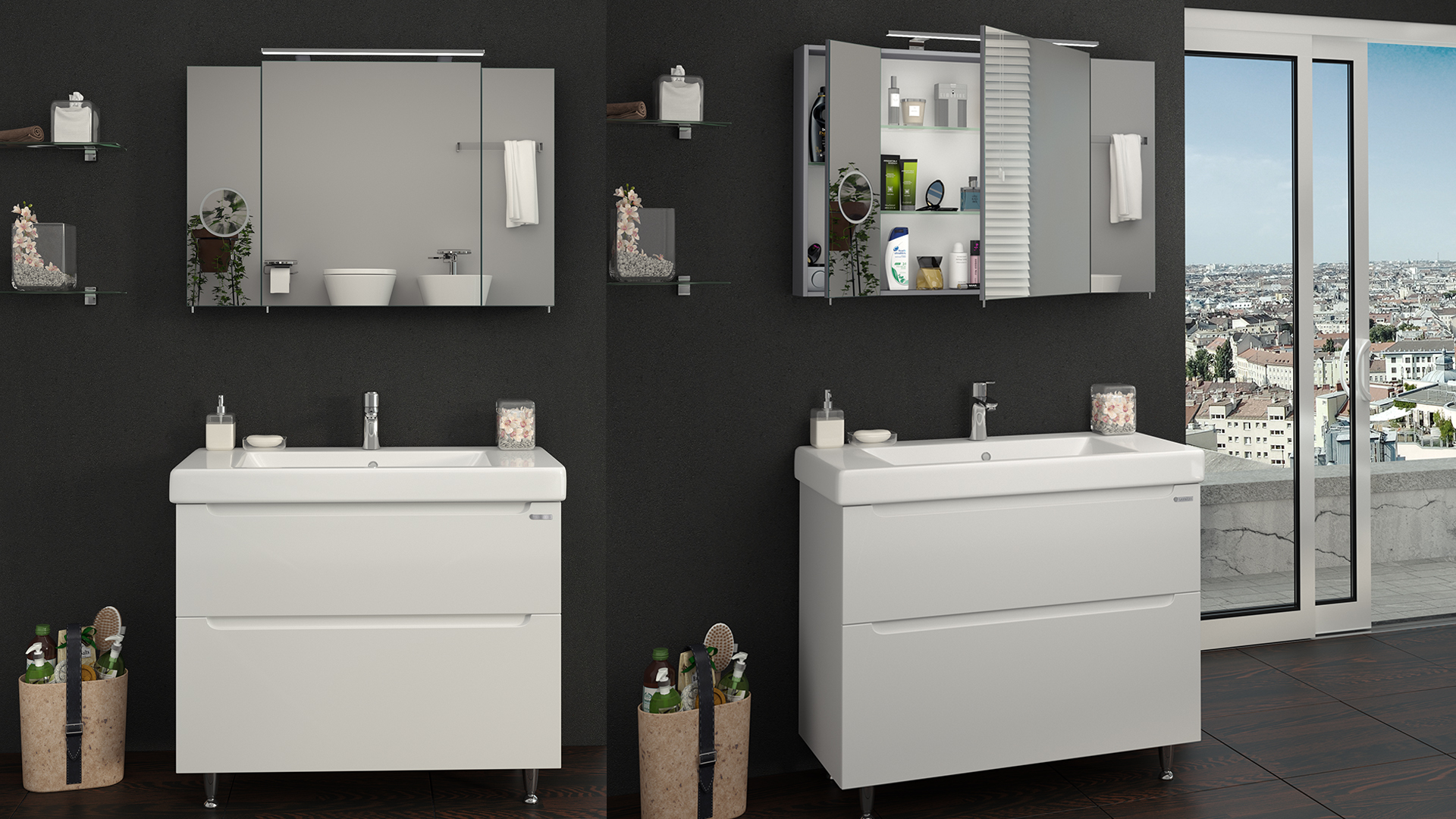 Everest Zoom Two Mirrror Cabinets