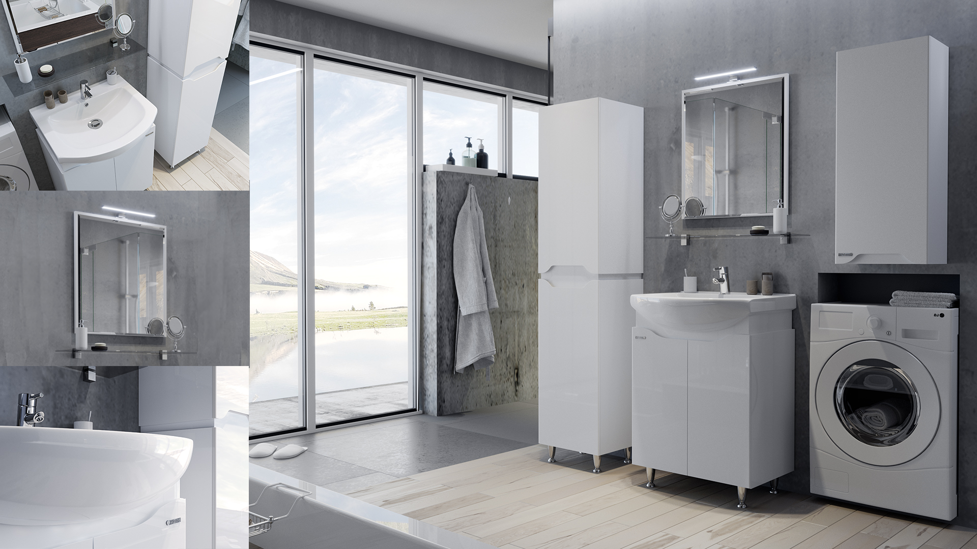 Simpli White Flooring Cabinet Set